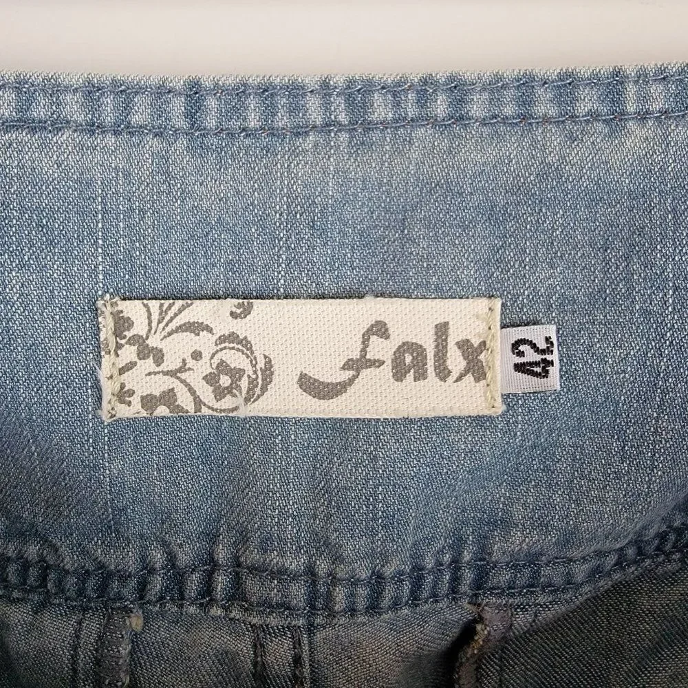 Vintage Women's Falx Light Wash Blue Buttons High Rise Straight Leg Jeans 29x28